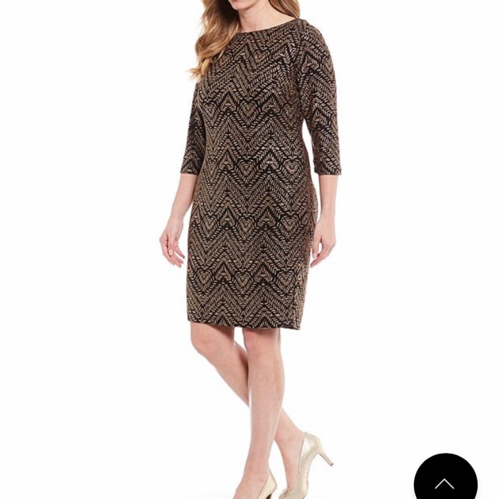 IGNITE Evenings Glitter Knit Metallic Sheath Dress